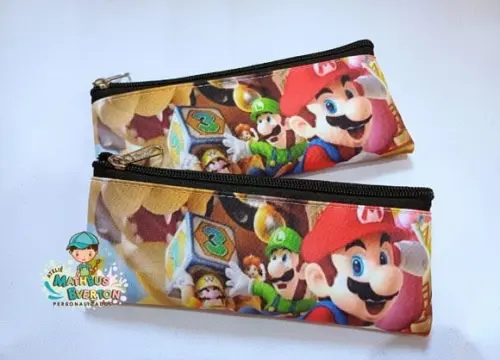 30 Estojos Slim Personalizado Super Mario Bros Tam: 19x7