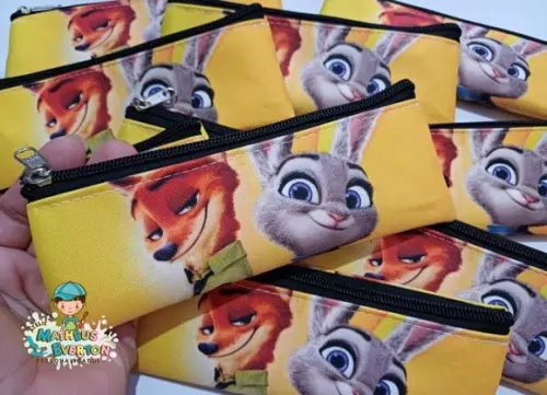 30 Estojos Slim Personalizado Zootopia Tam: 19x7