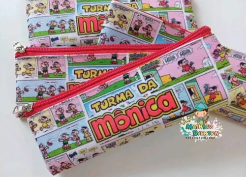 30 Estojos Slim Personalizado Turma da Mônica Tatamanho 19x7