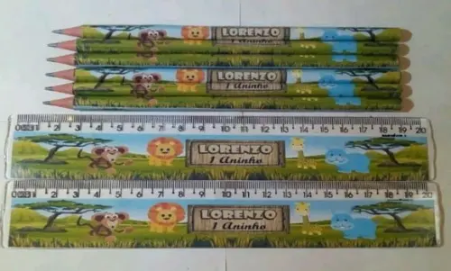 30 Kit Lapis E Régua Personalizados Safari