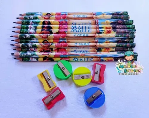 30 Kits Lápis e Apontador Personalizado Moana