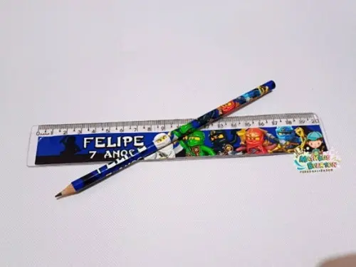 30 Kits Lápis e Régua Personalizado Ninjago