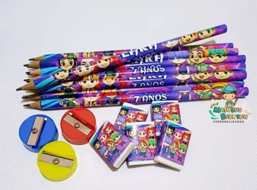 30 Kits Lápis, Borracha e Apontador Guerreiras de K-pop