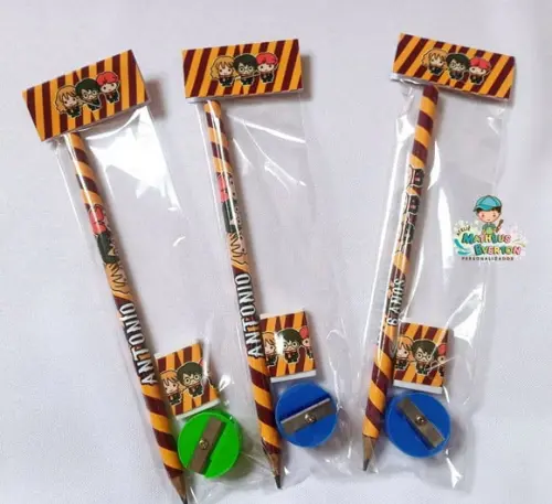 30 Kits Lápis, Borracha e Apontador Harry Potter
