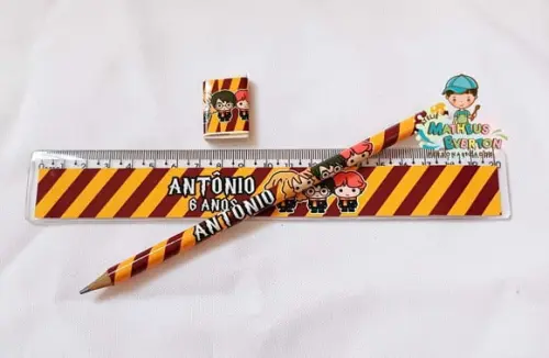 30 Kits Lápis, Régua e Borracha Personalizado Harry Potter
