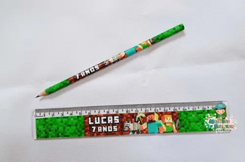 30 Lápis + 30 Réguas Personalizado Minecraft