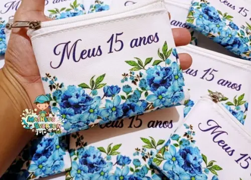 30 Porta Moedas Flores 15 Anos Tamanho: 10x12cm