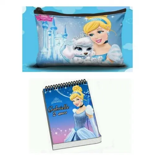 35 Bloquinhos e Necessaires Personalizado Cinderela
