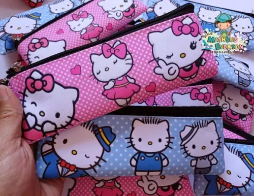 35 Estojos Slim Personalizado Hello Kitty Tam: 19x7cm