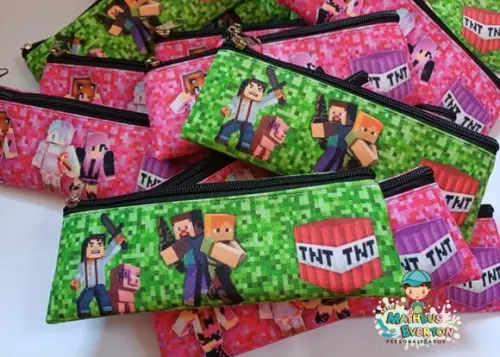 35 Estojos Slim Personalizado Minecraft Tamanho 19x7