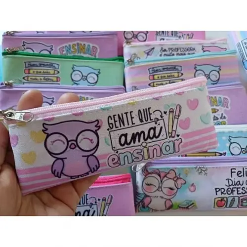 35 Estojos Slim Personalizado Professores Tamanho 19x7