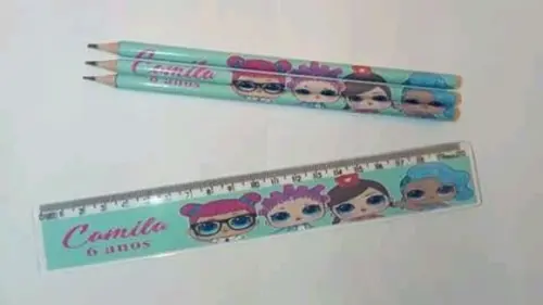 35 Kit Personalizado Lápis E Régua Lol