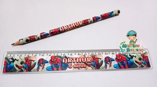 35 Kits Lápis e Régua Personalizado Homem Aranha