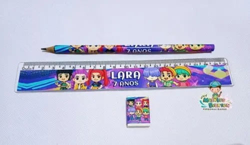 35 Kits Lápis, Régua e Borracha Guerreiras de K-pop Cute