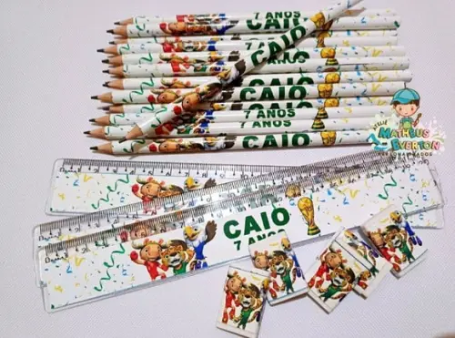 35 Kits Lápis, Régua e Borracha Mascote Copa do Mundo