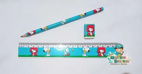 35 Lápis, 35 Réguas e 35 Borrachas Personalizado Snoopy