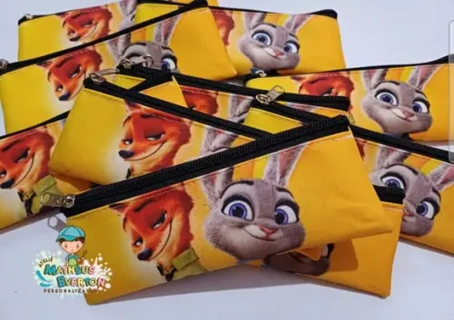 38 Estojos Slim Personalizado Zootopia Tam: 19x7cm