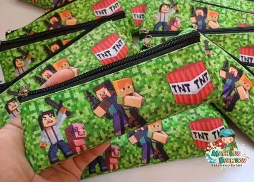40 Estojos Slim Personalizado Minecraft Tamanho 19x7