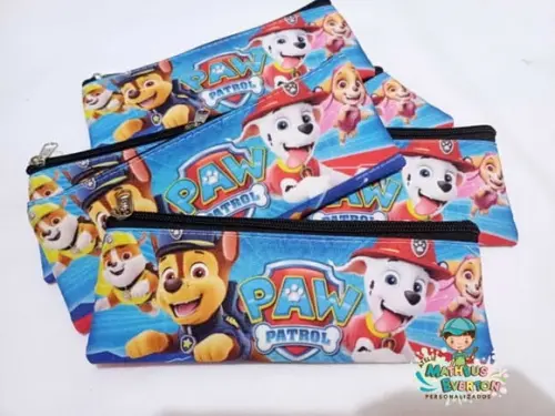 40 Estojos Slim Personalizado Patrulha Canina Tamanho 19x7