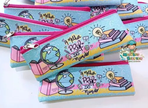 40 Estojos Slim Personalizado Professores Tamanho 19x7