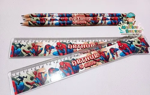 40 Kits Lápis e Régua Personalizado Homem Aranha