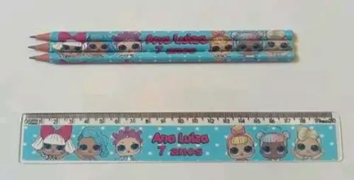 40 Kits Lapis e Reguas Personalizados Lol