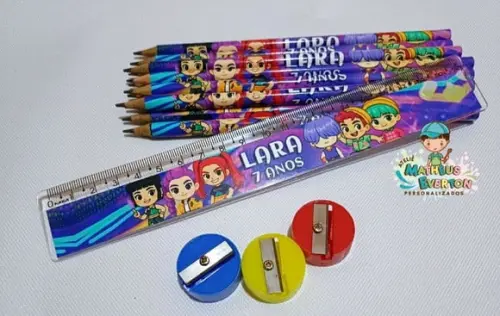 40 Kits Lápis, Régua, e Apontador Guerreiras do K-pop