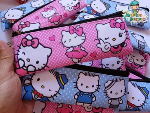 45 Estojos Slim Personalizado Hello Kitty Tam: 19x7cm