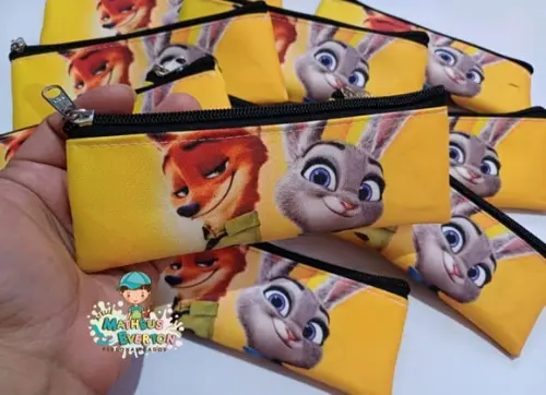 45 Estojos Slim Personalizado Zootopia 19x7