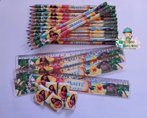 45 Kits Lápis, Régua e Borracha Moana