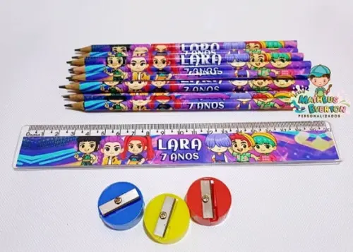 45 Kits Lápis, Régua, e Apontador Guerreiras do K-pop