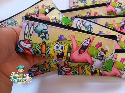 50 Estojos Slim Personalizado Bob Esponja Tam: 19x7cm