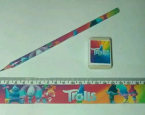 50 Kit Lapis e Regua Borracha Personalizado Trolls