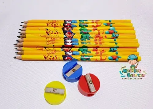 50 Kits Lápis e Apontador Personalizado Pokémon