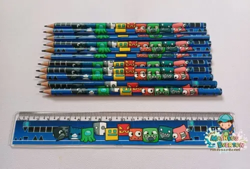 50 Kits Lápis e Régua Personalizado Geometry Dash