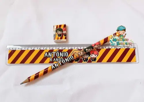 50 Kits Lápis, Régua e Borracha Personalizado Harry Potter