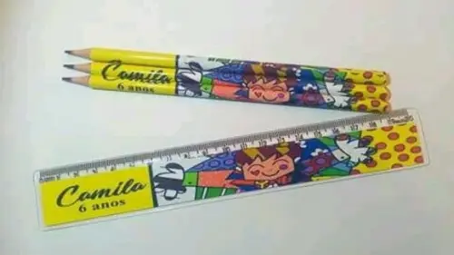 50 Lápis + 50 Régua Personalizado Romero de Brito