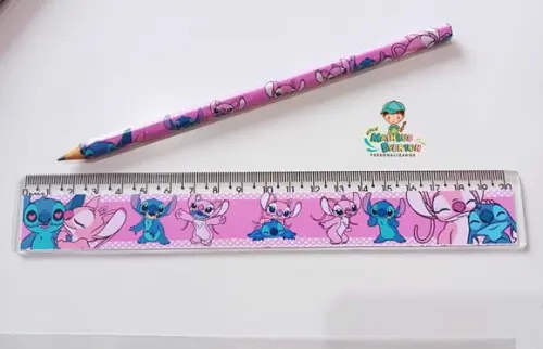 50 Lápis + 50 Réguas Personalizado Stitch