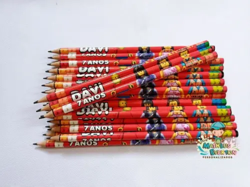 50 Lápis Personalizado Lego Atu