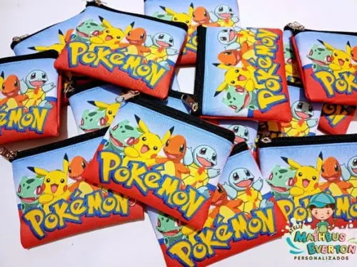 50 Porta Moedas Pokémon Tamanho: 10x12cm