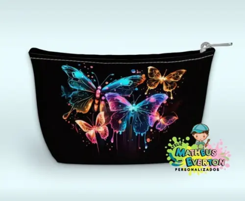 Necessaire Personalizada Borboleta Neon