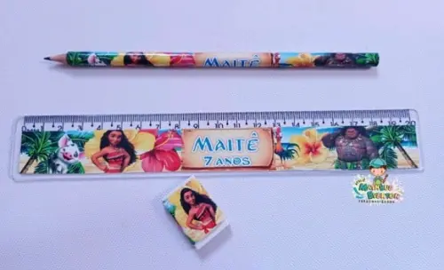 15 Kits Lápis, Régua e Borracha Moana
