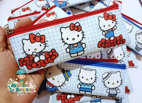 25 Estojos Slim Personalizado Hello Kitty Tam: 19x7cm