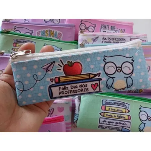 25 Estojos Slim Personalizado Professores Tamanho 19x7
