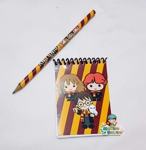 25 Kit Bloquinho, Lapis Personalizado Harry Potter