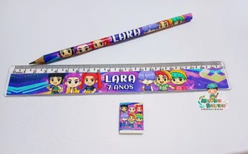 25 Kits Lápis, Régua e Borracha Guerreiras de K-pop Cute