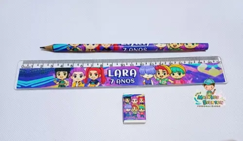 25 Kits Lápis, Régua e Borracha Guerreiras de K-pop Cute