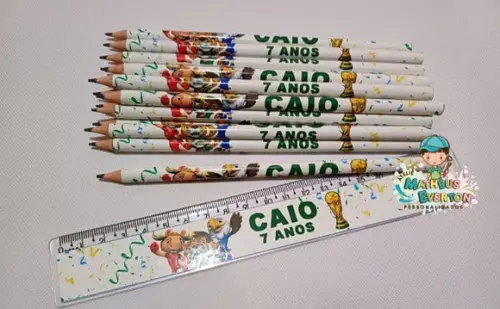 30 Kits Lápis e Régua Personalizado Mascote Copa do Mundo