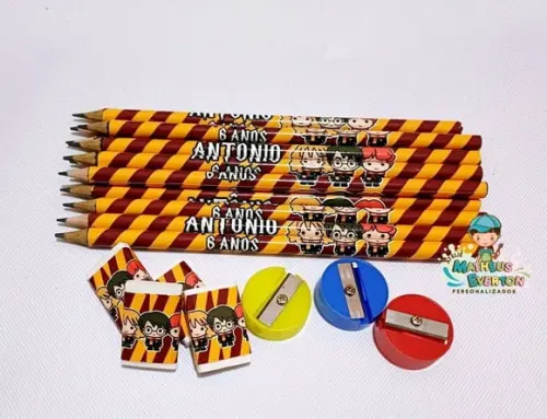 30 Kits Lápis, Borracha e Apontador Harry Potter