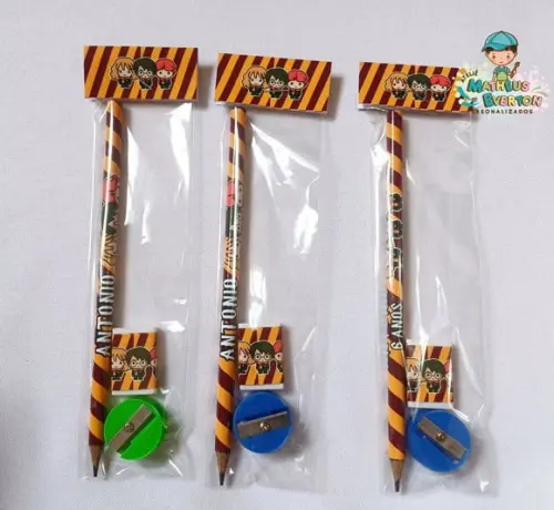 30 Kits Lápis, Borracha e Apontador Harry Potter